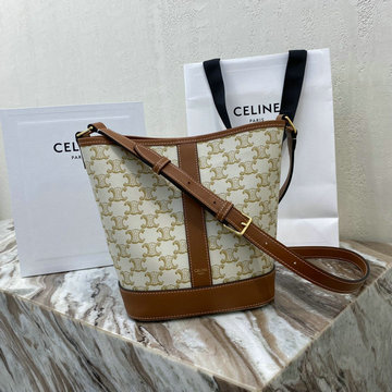 セリーヌ CELINE 99-CE191442BS 2020年最新作 ミディアム バケットバッグ ハンドバッグ ショルダーバッグ レディースかばん トリオンフキャンバス カーフスキン
