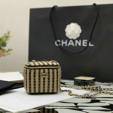 シャネル CHANEL 99-CH1998C  2021年最新入荷 スモール ヴァニティーケース 斜め掛け ショルダーバッグ クロスボディ レディースかばん 化粧箱 ラフィア