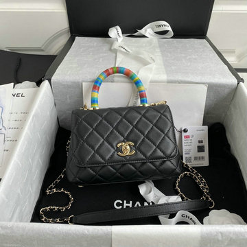 商品名称：シャネル CHANEL 057-CH2215CJBK 2021年最新入荷 トップハンドル ミニ フラップ バッグ トートバッグ ハンドバッグ 2way ショルダーバッグ クロスボディ ゴートスキン