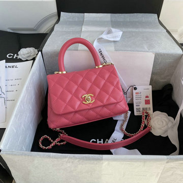 シャネル CHANEL 057-CH2215QJFH 2021年最新入荷 トップハンドル ミニ フラップ バッグ トートバッグ ハンドバッグ 2way ショルダーバッグ クロスボディ キャビアスキン