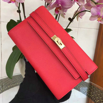 エルメス HERMES 063-H708SJRD 2021年最新入荷 ケリーウォレット 手持ちかばん ロングウォレット クラッチバッグ ヴォーエプソン