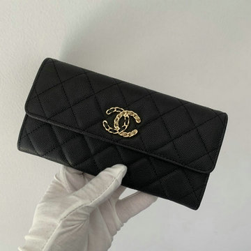 商品名称：シャネル CHANEL CC-CH1895QBK  2021年最新入荷 二つ折り長財布 ロングウォレット カードポケット 札入れ キャビアスキン