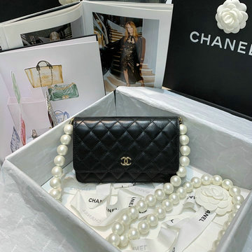 シャネル CHANEL 025-CH81028BK 2021年最新入荷 フラップバッグ 斜め掛け ショルダーバッグ パールチェーンウォレット クロスボディ レディースかばん