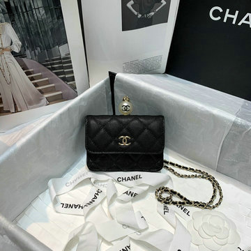 シャネル CHANEL 025-CH81099BK 2021年最新入荷 チェーンウォレット 短財布 ショートウォレット 小銭入れ コインケース カードケース キャビアスキン