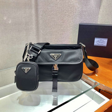 プラダ PRADA 99-PD2VH133BBK 2021年最新入荷 斜め掛け ショルダーバッグ クロスボディバッグ メンズかばん ナイロン サフィアーノレザー