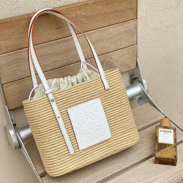 ロエベ LOEWE 99-LE1056BS　2021年最新入荷 スクエア バスケットバッグ スモール トートバッグ ハンドバッグ ショルダーバッグ ラフィア カーフ