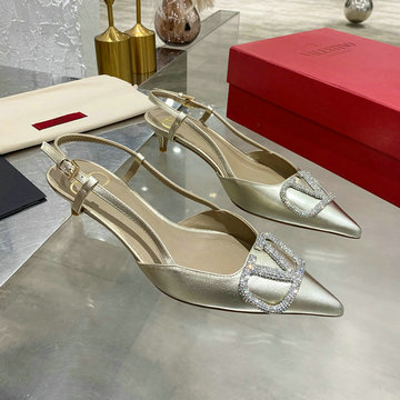 ヴァレンティノ Valentino 26-VTJ21009DPZ  2021年夏最新入荷 Vロゴ シグネチャー スリングバック パンプス ローヒールシューズ ピンヒール レディースシューズ