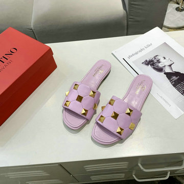 ヴァレンティノ Valentino 26-VTJ21010Z 2021年夏最新入荷 ローマンスタッズ フラットスライドサンダル ミュール スリッパ レディースシューズ