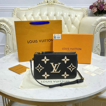 ルイヴィトン LOUISVUITTON 057-M80787　2021年最新入荷 ポシェット ドゥーブル ジップ 斜め掛け ショルダーバッグ クロスボディバッグ モノグラム アンプラント レザー