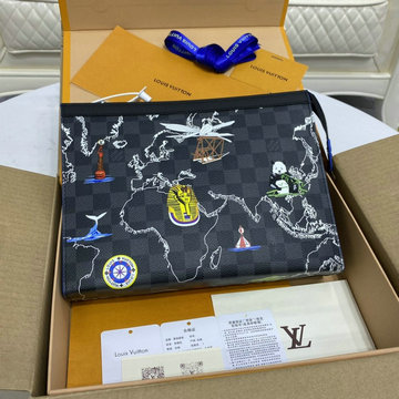 商品名称：ルイヴィトン LOUISVUITTON 057-N40205　2021年最新作 ポッシュ トワレ 26 手持ちかばん セカンドバッグ クラッチバッグ ダミエグラフィットキャンパス