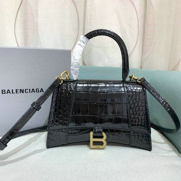 バレンシアガ BALENCIAGA DDB-BA8895EJBK　2020年最新入荷 アワーグラスシェイプ スモール トップハンドルバッグ トートバッグ 2way ショルダーバッグ カーフレザー