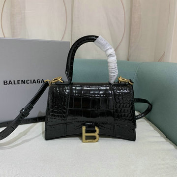 バレンシアガ BALENCIAGA DDB-BA8896EJBK　2020年最新入荷 アワーグラスシェイプ スモール トップハンドルバッグ トートバッグ 2way ショルダーバッグ カーフレザー