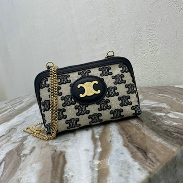 セリーヌ CELINE DDB-CE10E382KB　2021年最新入荷 チェーン クラッチ 斜め掛け ショルダーバッグ ポーチ クロスボディバッグ レディースかばん トリオンフキャンバス ラムスキン