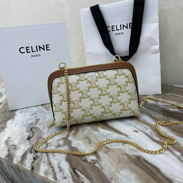 セリーヌ CELINE DDB-CE10E382ZB　2021年最新入荷 チェーン クラッチ 斜め掛け ショルダーバッグ ポーチ クロスボディバッグ レディースかばん トリオンフキャンバス