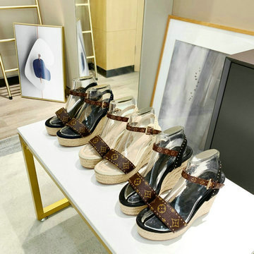 商品名称：ルイヴィトン LOUISVUITTON 26-LVJ210042021年夏最新入荷 コーストライン ライン サンダル ウェッジヒールシューズ レディース ハイヒールシューズ