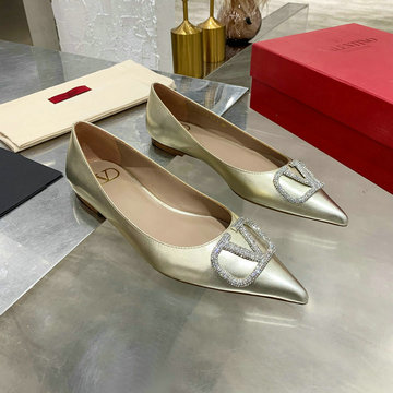 ヴァレンティノ Valentino 26-VTJ21003PPZ 2021年夏最新入荷 ガラヴァーニ Vロゴ シグネチャーパンプス フラットシューズ とんがりトウ レディースシューズ