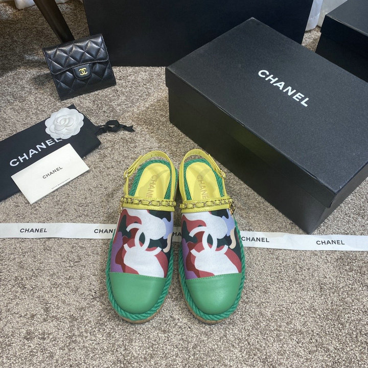 シャネル CHANEL 26-CHJ21031C　2021年夏最新入荷 スリングバック エスパドリーユパンプス ローファー フラットシューズ カジュアルシューズ レディースシューズ 靴