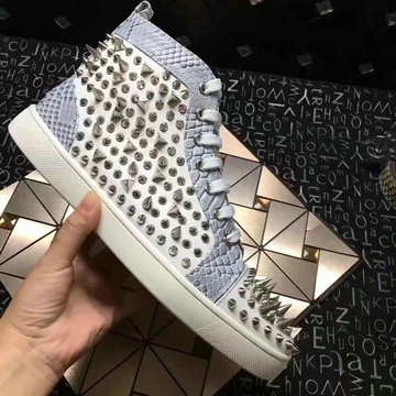 クリスチャンルブタン CHRISTIAN LOUBOUTIN 26-CLJ21026　2021年夏最新入荷 スニーカー リベット付き レースアップシューズ ハイカットシューズ カジュアルシューズ
