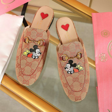 グッチ GUCCI 26-GGJ21013L　2021年夏最新入荷 プリンスタウン ミッキーマウス プリント ウィメンズ スリッパ ホースビット付き サマーサンダル ぺたんこミュール