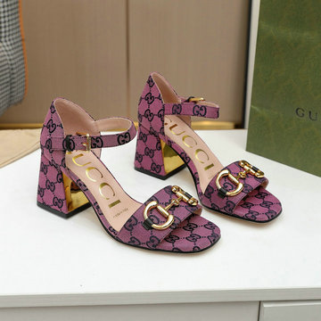 グッチ GUCCI 26-GGJ21015BZ　2021年夏最新入荷 ホースビット付き サンダル ハイヒールシューズ チャンキーヒール サマーサンダル レディースシューズ