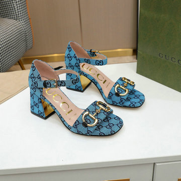 グッチ GUCCI 26-GGJ21015BL　2021年夏最新入荷 ホースビット付き サンダル ハイヒールシューズ チャンキーヒール サマーサンダル レディースシューズ