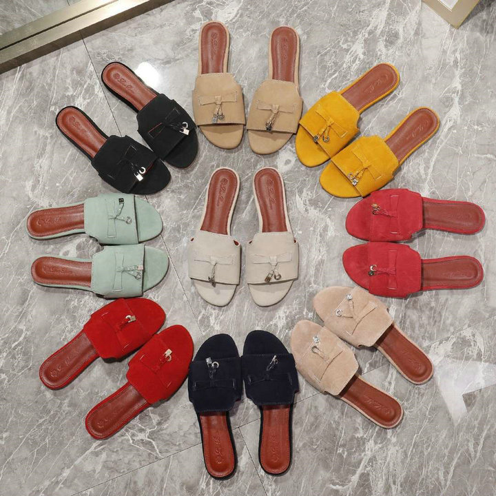 ロロ ピアーナ Loro Piana 26-LPJ21001P　2021年夏最新入荷 ジョビス チャーム スリッパ スライドサンダル サマーサンダル レディース ミュール 靴 スエード