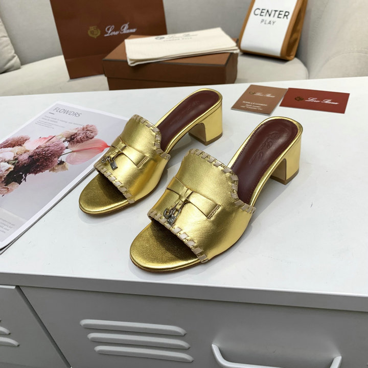 ロロ ピアーナ Loro Piana 26-LPJ21003P　2021年夏最新入荷 ジョビス チャーム スリッパ ローヒール スライドサンダル サマーサンダル レディース ミュール 靴