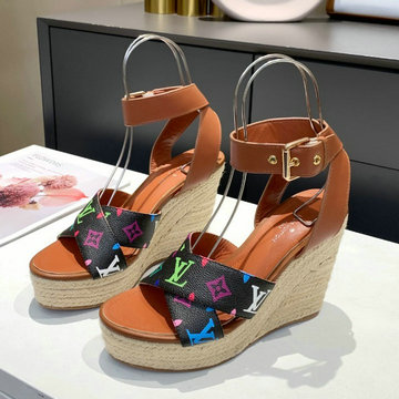 ルイヴィトン LOUISVUITTON 26-LVJ21015C　2021年夏最新入荷 スターボード ライン サンダル ウェッジヒール ハイヒールシューズ 厚底 レディースシューズ