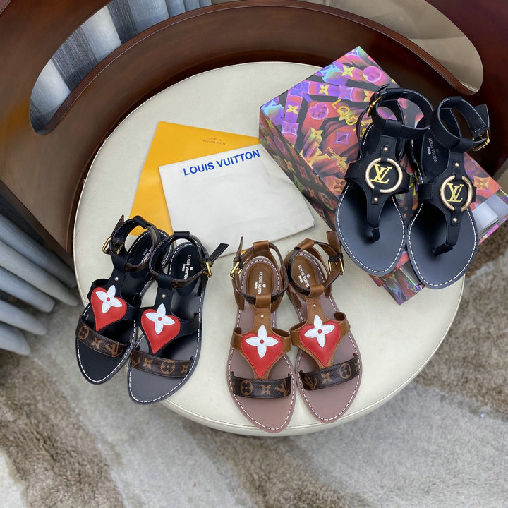 ルイヴィトン LOUISVUITTON 26-LVJ21023　2021年夏最新入荷 プレイフル ライン サンダル ぺたんこサンダル サマーサンダル レディースシューズ