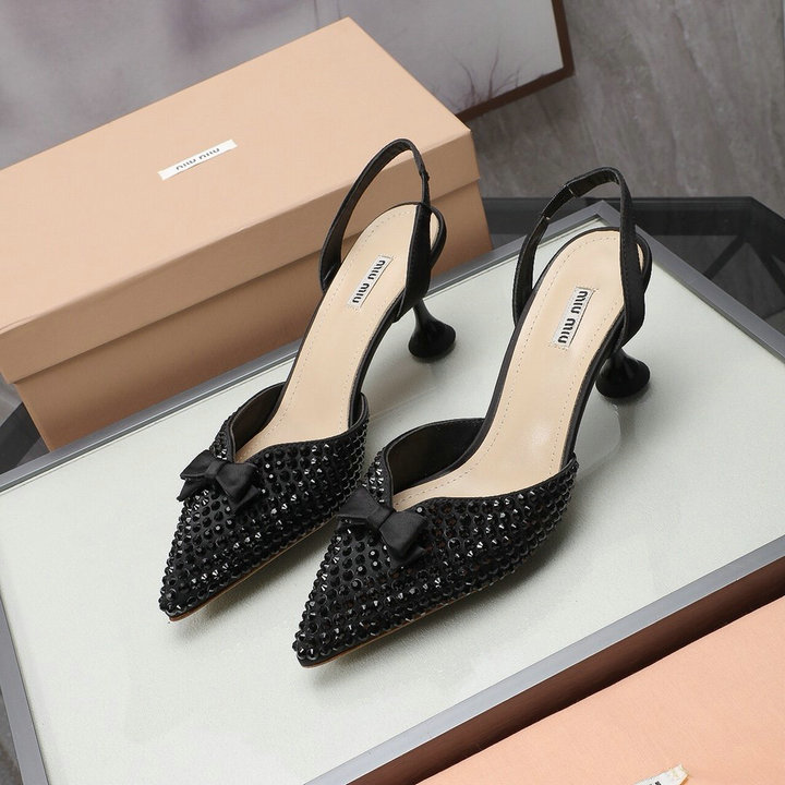 ミュウミュウ MIUMIU 26-MMJ21011D　2021年夏最新入荷 ハイヒールシューズ スリングバックパンプス レディースシューズ とんがりトウ