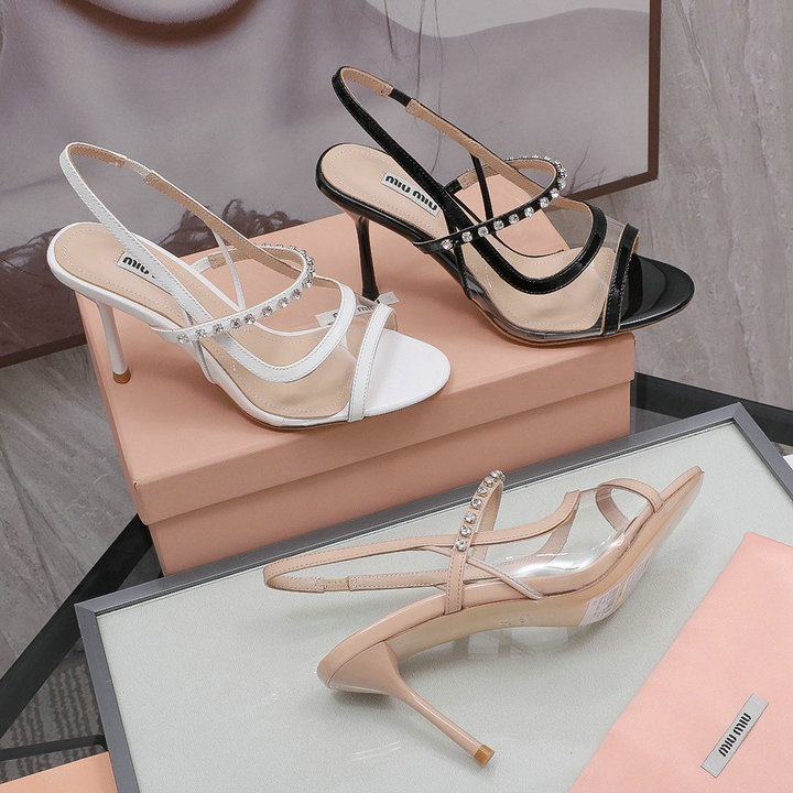 ミュウミュウ MIUMIU 26-MMJ21018Y　2021年夏最新入荷 ハイヒールシューズ スリングバックパンプス レディースシューズ とんがりトウ