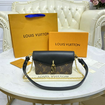 商品名称：ルイヴィトン LOUISVUITTON 057-M80599　2021年最新入荷 パドロック オンストラップ クラッチバッグ チェーンポーチ ショルダーバッグ 南京錠 モノグラムキャンパス