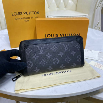 ルイヴィトン LOUISVUITTON 057-M80558　2021年最新入荷 トランク ジッピーウォレット ファスナー長財布 ロングウォレット モノグラム エクリプス キャンバス