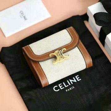 セリーヌ CELINE 99-CE10782Z　021年最新入荷 CELINEプリント スモール トリオンフウォレット 三つ折り短財布 テキスタイル カーフスキン