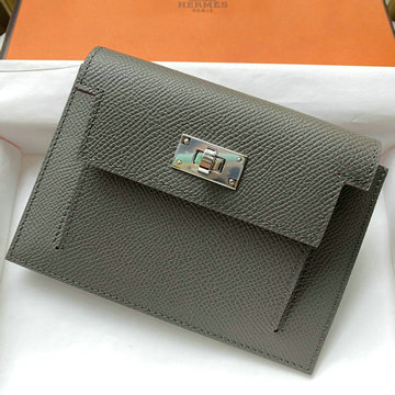 エルメスHERMES 3589-HES20006YXH 2021最新入荷 ケリー ポケット コンパクト 二つ折り短財布 ウォレット 手持ちかばん 小銭入れ ヴォーエプソン