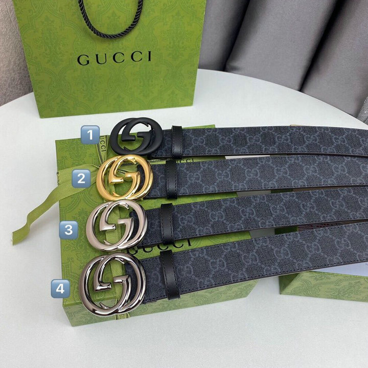 グッチ GUCCI 057-GG411924BK　2021年最新入荷 GGスプリーム ベルト ダブルG バックル カーフレザー