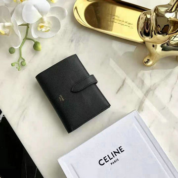 セリーヌ CELINE 99-CE10643BK　2021年最新入荷 ミディアム ストラップウォレット 二つ折り短財布 スナップボタン付きストラップクロージャー