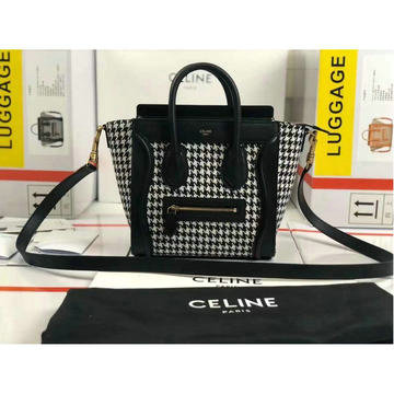 セリーヌ CELINE 99-CE168243BBK　2021年最新入荷 ラゲージ ハンドバッグ トートバッグ 2way ショルダーバッグ レディースかばん ツイード柄