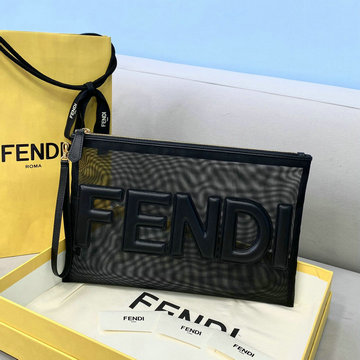 フェンディ FENDI 168-FD8360BK　2021年最新入荷 手持ちかばん クラッチバッグ ポーチ メッシュ
