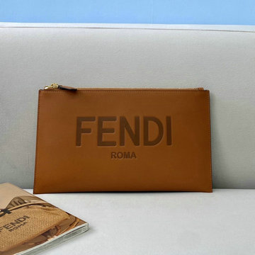 商品名称：フェンディ FENDI 168-FD8370S　2021年最新入荷 フラット スリム クラッチ 手持ちかばん ストラップ付き ポーチ レディースかばん ブラウンレザー