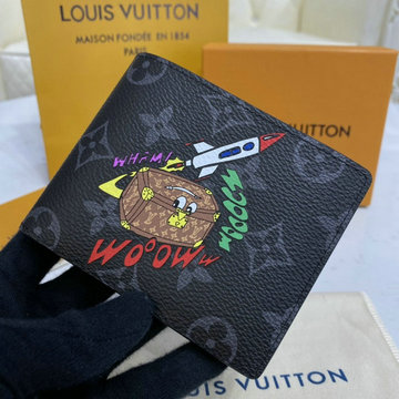 商品名称：ルイヴィトン LOUISVUITTON 057-M61695X　2021年最新入荷 ポルトフォイユ ミュルティプル 二つ折り短財布 ショートウォレット モノグラムエクリプス キャンバス