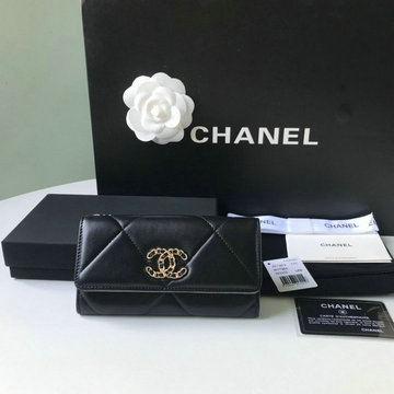 シャネル CHANEL JS-CH0953BK　2021年最新入荷 19 ジップ コインパース ファスナー短財布 ショートウォレット コインケース 小銭入れ レザー