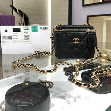 シャネル CHANEL JS-CH1447BK　2021年最新入荷 スモール ヴァニティー ケース 斜め掛け ショルダーバッグ 化粧かばん レディースかばん クロスボディ