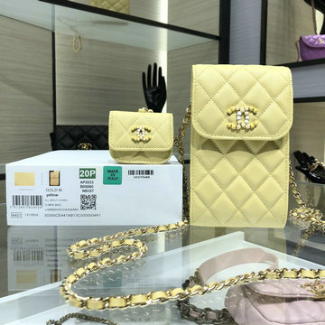 シャネル CHANEL JS-CH2033YL　2021年最新入荷 チェーンクラッチ フォンケース Airpods ケース 斜め掛け ショルダーバッグ クロスボディバッグ
