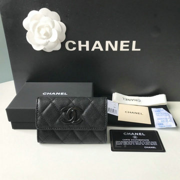 シャネル CHANEL JS-CH1966BK　2021年最新入荷 二つ折り短財布 ショートウォレット 名刺入れ カードケース キャビアスキン