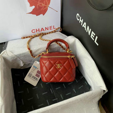 シャネル CHANEL JS-CH2198RD　2021年最新入荷 スモール ヴァニティー ケース トップハンドルバッグ 斜め掛け ショルダーバッグ 化粧かばん クロスボディバッグ