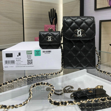 シャネル CHANEL JS-CH2033BK　2021年最新入荷 チェーンクラッチ フォンケース Airpods ケース 斜め掛け ショルダーバッグ クロスボディバッグ