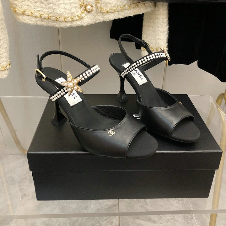シャネル CHANEL 26-CHJ21077　2021年秋冬最新入荷 スライド サンダル ハイヒールシューズ ピンヒール レディースシューズ カーフレザー
