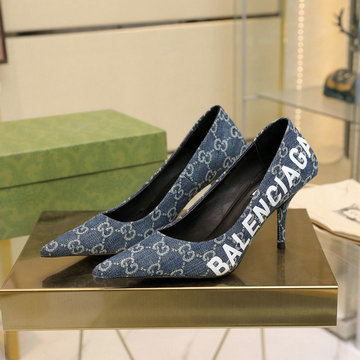 グッチ GUCCI 26-GGJ21028B　2021年秋冬最新入荷 パンプス ハイヒールシューズ トンガリとう ピンヒール レディースシューズ 靴 デニム