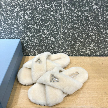 プラダ PRADA 26-PDJ21008　2021年最新入荷 テリークロス スライドサンダル ラムズウール ミュール レディースシューズ フラットシューズ ラバーソール スリッパ